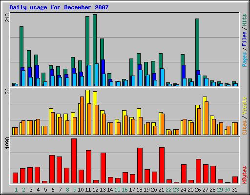 Daily usage for December 2007